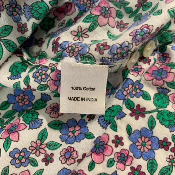 Banjanan S Zora Top Button Front Long Sleeve Bright Floral Cottage Whimsy - Picture 8 of 8